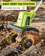 Saker 22V Cordless Electric Garden Tiller Cultivator, Lightweight Rototiller for Gardening, 9-Inch Tilling Width, 6.3-Inch Depth for Soil Preparation, Weeding, and Gardening 2 Batteries SK-TC18B