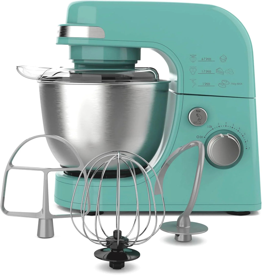 Hamilton Beach Electric Stand Mixer, 4 Quarts, Dough Hook, Flat Beater Attachments, Splash Guard 7 Speeds with Whisk, Black