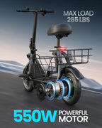 Gyroor Adult Electric Scooter with Large Center Basket 20 Mile Range Foldable and Seat