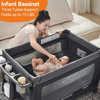 Pamo Babe Baby Playpen - Heavy-duty steel frame provides a safe sleeping space and portable crib