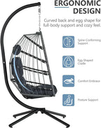 SWITTE Egg Chair Outdoor with Stand Indoor Wicker Hanging Egg Swing Chair with Cushion