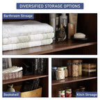 JXQTLINGMU Farmhouse Kitchen Pantry 72 Tall Wood Kitchen Storage Cabinet Adjustable Shelves