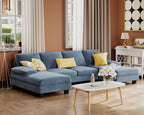 Furmax Sectional Couches for Living Room U-Shaped Sofa Couch Linen Fabric 4 Seat Sofa Set