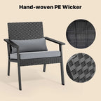 Ahomly 4-Piece Outdoor Wicker Patio Furniture Set with Deep Seating Cushions and Table for Balcony, Backyard, and Porch (Gray)