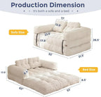 Folding Sofa Bed L-Shaped Convertible Sofa Bed with Armrests and Pillows