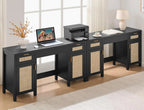 SICOTAS Rattan Vanity Home Office Desk - 52 Large Makeup Vanity Dressing Table