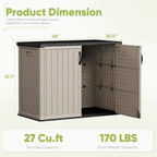 Devoko Outdoor Storage Cabinet 26 Cu Ft with Lockable Doors Horizontal Storage Shed Waterproof