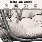 HWB Hanging Egg Chair with Stand Patio Wicker Hammock Egg Swing Chair Cushion for Bedroom