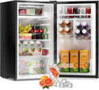 3.2 Cu Ft Mini Fridge with Freezer - Energy Efficient, Double Door Upright Freezer for Bedroom