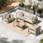 Aluminum Outdoor Patio Furniture Set with Coffee Table, 5 Piece Patio Conversation Sets, Outdoor Sectional Furniture for Porch, Balcony, Yard, Gray