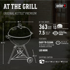 Weber Original Charcoal Grill, 22 Inch Premium Kettle Charcoal Grill, Copper