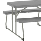 BizChair Easy-Fold Gray Folding Plastic Kids Outdoor Picnic Table and Benches - Commercial Grade - Seating for 4 Kids