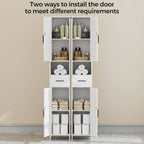 Homhedy 67 H Tall Bathroom Storage Cabinet with 2 Barn Doors and 1 Drawer Narrow Storage Unit
