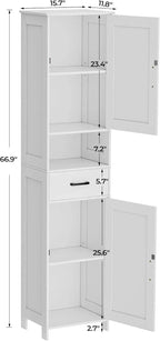 Homhedy 67 H Tall Bathroom Storage Cabinet with 2 Barn Doors and 1 Drawer Narrow Storage Unit