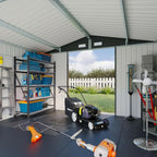 Aoxun 7.4x5.3FT Shed with Floor Galvanized Steel Outdoor Storage Shed Metal Garden Shed