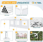 HOTEEL 10x30 Party Tent with 8 Removable Sidewalls for Parties, Weddings, BBQ