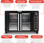 Gourmia Oven Air Fryer Combo with 17 Cooking Presets, 24L Capacity, Convection Rack, Baking Tray, Recipe Book GTF7460