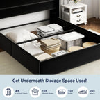 Allewie Queen Size Lift Up Storage Bed Modern Wingback Headboard Hydraulic Support
