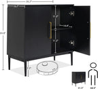 Free Standing Cabinet Black Wood for Living Room, Bedroom, Dining Room, Hallway, Entryway