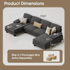 Furmax Sectional Couches for Living Room U-Shaped Sofa Couch Linen Fabric 4 Seat Sofa Set