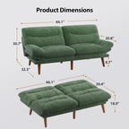Convertible Futon Sofa Bed, 66 Inch Corduroy Futon Sofa Recliner Sofa Bed for Small Spaces, Playrooms or Offices
