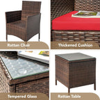 Devoko Patio Porch Furniture Sets 3 Pieces PE Rattan Wicker Chairs with Table Outdoor Garden Furniture Sets (Brown/Beige)