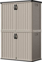 Devoko Outdoor Storage Cabinet 26 Cu Ft with Lockable Doors Horizontal Storage Shed Waterproof