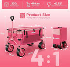 38 long foldable four-wheel stroller 460 lb capacity 220 liter folding beach stroller