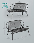 Outdoor Settee 2-Seat Garden Furniture with Backrest PE Rattan