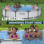 Open Box Bestway Steel Pro MAX 12' x 30 Above Ground Swimming Pool Set, Gray