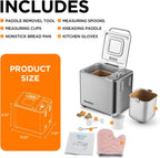 Neretva Bread Maker 20-in-1 2LB Bread Maker Dual Heater Bread Maker Automatic Ceramic Pan