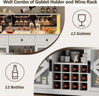 Wine Bar Cabinet with LED Light, Liquor Cabinet with Glass Holder, Coffee Bar for Liquor, Storage Buffet with Wine Racks, Wine Cabinet