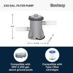 Power Steel 14' x 8'2 x 39.5 Oval Above Ground Pool Set Includes 530gal Filter Pump Ladder