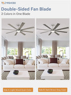 ZMISHIBO 72 inch Large Ceiling Fans with Lights and Remote, Indoor/Outdoor Black Modern Ceiling Fan for Kitchen Living Room Patio, 6 Speed Reversible Quiet DC Motor, 3 CCT, Dual Finish 8 Blades