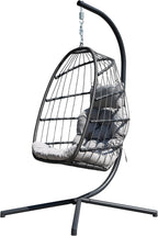 HWB Hanging Egg Chair Patio Wicker Hammock Egg Swing Chair with Cushion for Bedroom