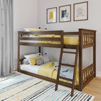 Max & Lily Fundamental Twin Low Bunk Bed Kids Solid Wood Modern Bed Frame Strong Wooden Slats