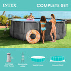 INTEX Round Prism Frame 15ft x 48in Above Ground Swimming Pool Set w/ Pump