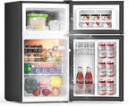 3.2 Cu Ft Mini Fridge with Freezer - Energy Efficient, Double Door Upright Freezer for Bedroom