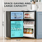Antarctic Star 3.2 Cu.Ft Mini Refrigerator with Freezer Double Door Fridge Compact Refrigerator