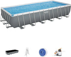 Power Steel 14' x 8'2 x 39.5 Oval Above Ground Pool Set | Includes 530gal Filter Pump, Ladder, ChemConnect Dispener