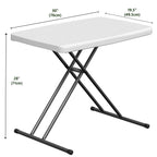 WASUHE 30 Small Folding Table, Height Adjustment Tv Tray Table, Practical Portable Tv Dinner Table for Eating, Sofa, Indoor/Outdoor, White
