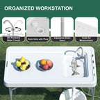 EVOKEDEN 42.5 Fish Cleaning Table w/ Sink, Folding Camping Table & Fish Cleaning Station w/ Measure Mark