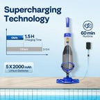 SPECSTAR Cordless Pool Vacuum with Telescopic & Extension Poles 9.12ft, 18.5 GPM Suction, 60-Min Run Time, Handheld Cleaner Rechargeable with Battery Indicator for Pools/Spas/Hot Tubs - Yellow