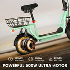iScooter electric scooter with seat 28/19/15.6 mph top speed dual suspension scooter