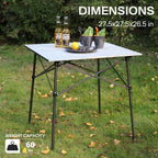 PORTAL Lightweight Folding Camping Table, Aluminum Roll Up Folding Square Table with Carry Bag for Picnic, Backyards, BBQ