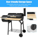 Segmart BBQ Charcoal Grill, 45.28-inch Length Portable Barbecue Grill, Offset Smoker Barbecue Oven with Wheels & Thermometer for Outdoor Picnic Camping Patio Backyard