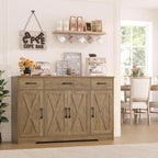Sideboard with drawers, large 55-inch sideboard, sideboard storage with shelves and doors, modern farmhouse coffee bar wood kitchen dining table