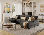 Furmax Sectional Couches for Living Room U-Shaped Sofa Couch Linen Fabric 4 Seat Sofa Set