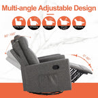Sweetcrispy Massage Recliner Chair for Adults, Adjustable Home Theater Seating with Lumbar Support for Living Room, Modern Fabric Reclining, Light Grey
