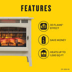 Freestanding Electric Fireplace Stove Heater with 3D Flame Effect for 1,000 Sq. Ft
